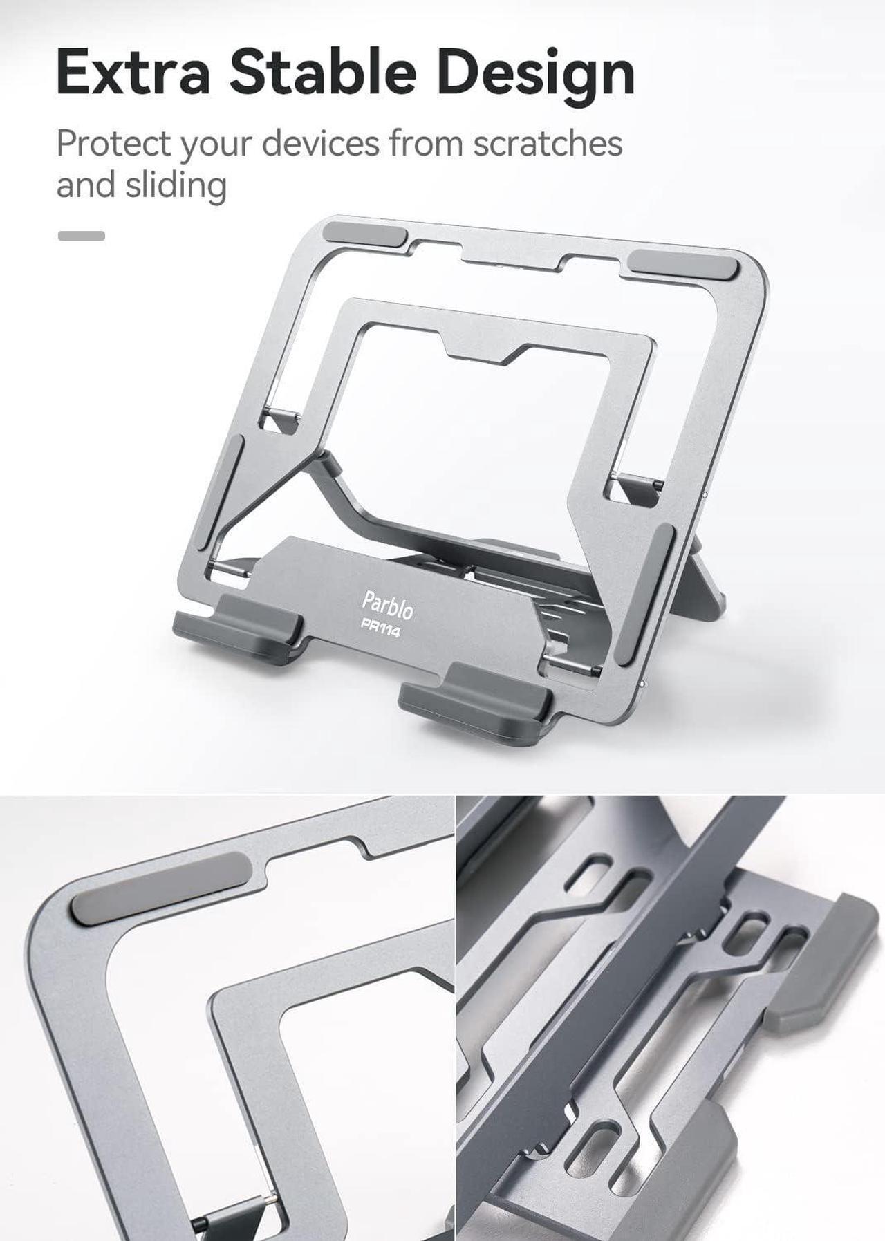 Alt view image 6 of 7 - Tablet Stand Holder Adjustable PR114 Portable Monitor Desktop Stand with 6 Viewing Angles Compatible for iPad Mini Air Pro Series iPhones kindles