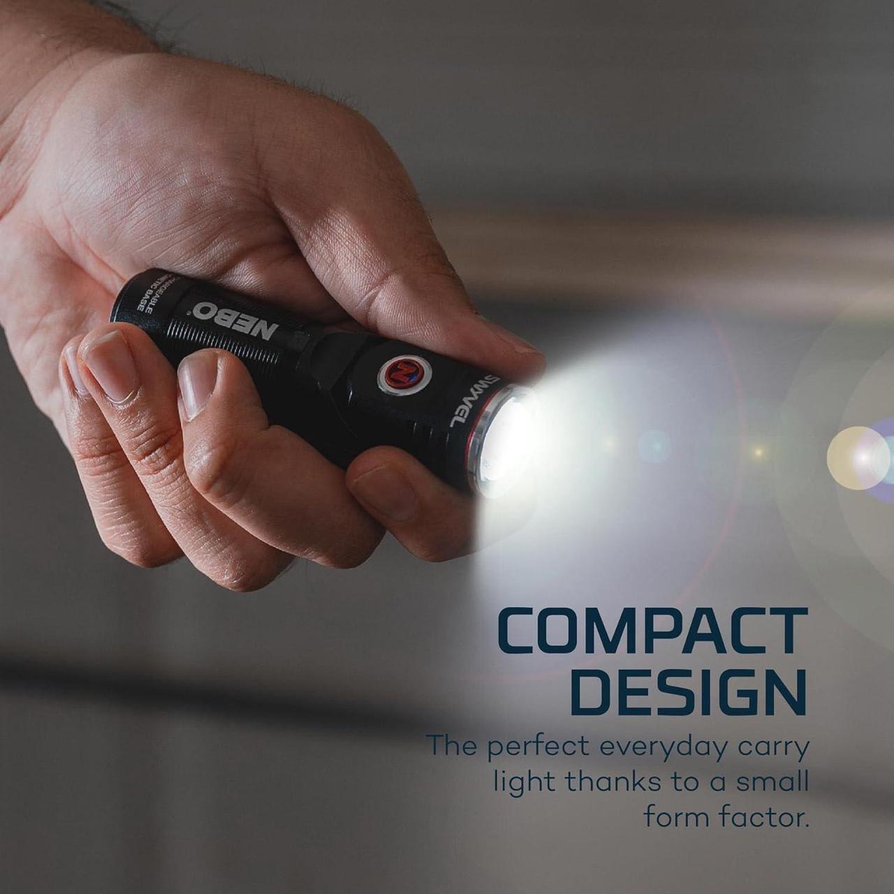 Alt view image 3 of 6 - SWYVEL 1000 Lumen USB Wireless Rechargeable Aluminum Flashlight: Compact 90 Degree Rotating Swivel Head Work Light 5 Light Modes Pocket Clip Magnetic Base for Hands-Free Lighting -Black