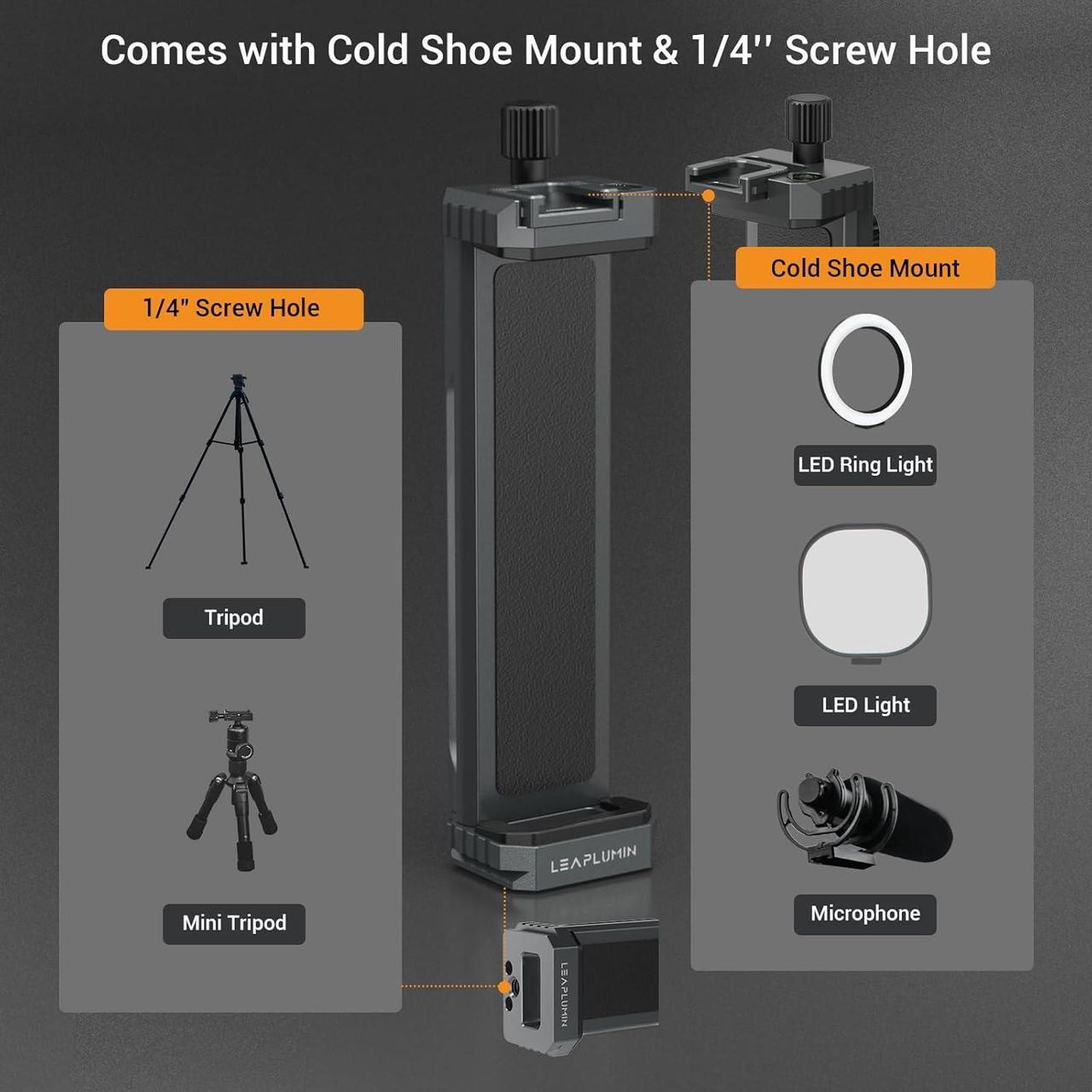 Alt view image 4 of 7 - Tripod Mount Adapter for iPad Aluminum Tripod Mount Holder for Tablet Tablet Tripod Mount with 1/4 Screw Universal Tripod Mount for iPad Mini Compatible with 4.7-12.9 Most Tablet