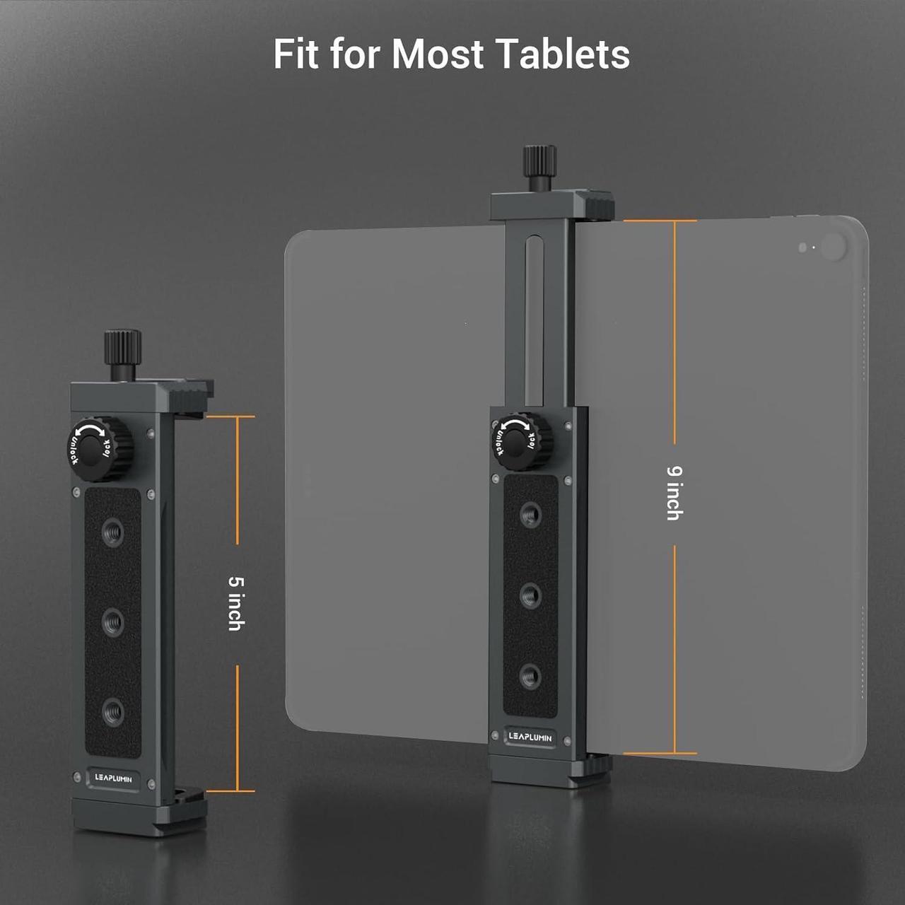 Alt view image 6 of 7 - Tripod Mount Adapter for iPad Aluminum Tripod Mount Holder for Tablet Tablet Tripod Mount with 1/4 Screw Universal Tripod Mount for iPad Mini Compatible with 4.7-12.9 Most Tablet
