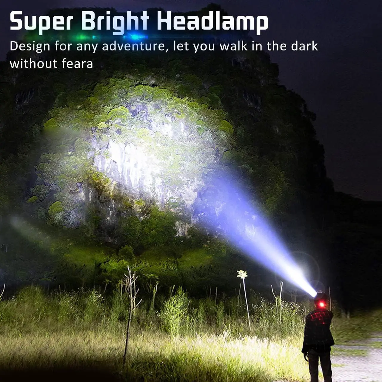 Alt view image 2 of 7 - Headlamp Rechargeable 150000LM Super Bright Headlamp for Adults with Motion Sensors 7 Modes Zoomable IP68 Waterproof Head Flashlight for Camping Hunting Fishing (Batteries Included)