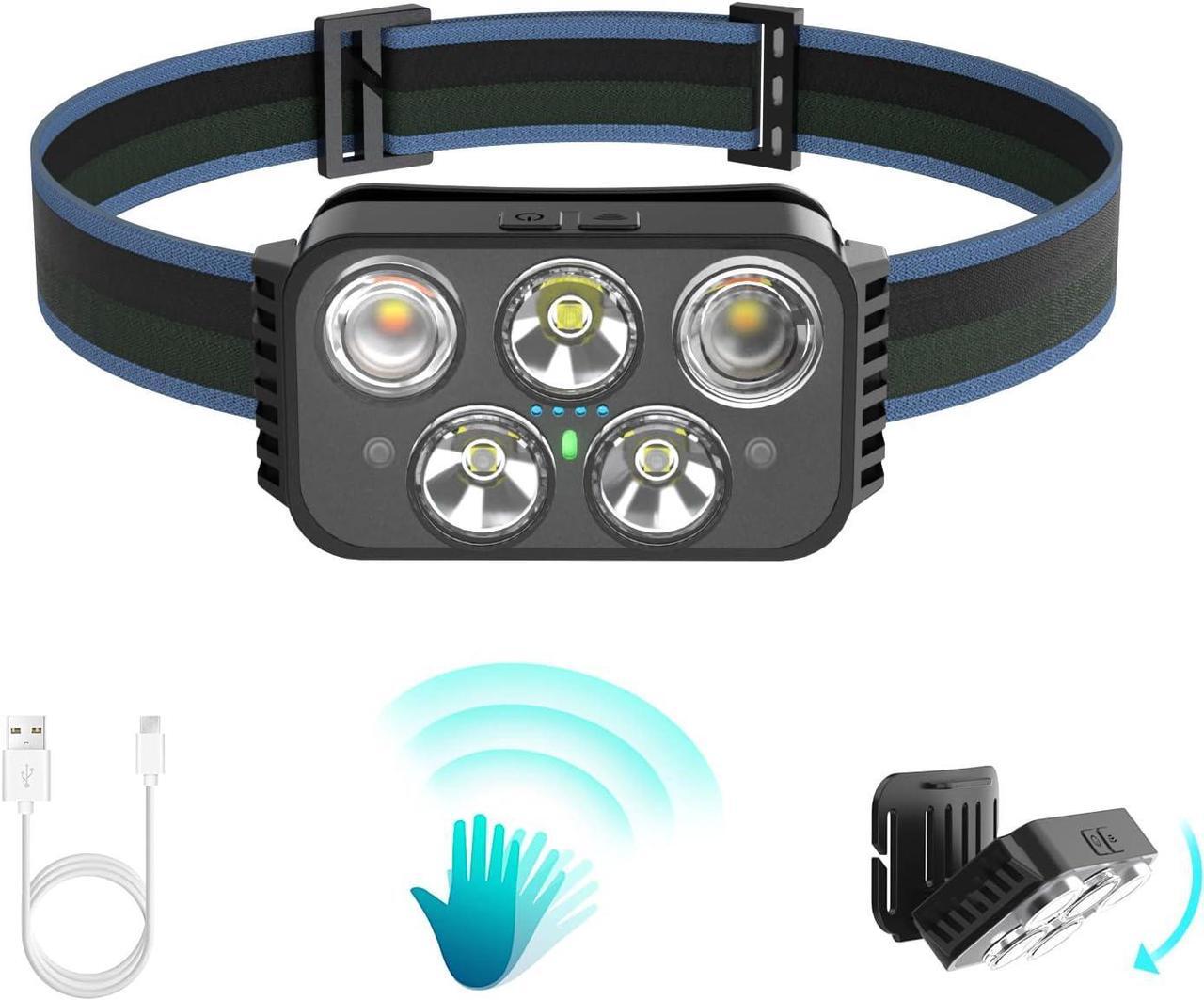 Main image of Headlamp Rechargeable 400 Lumen Super Bright Motion Sensor LED Headlamps Waterproof Head Flashlights with White Red Light 6 Modes Headlamp Flashlight for Camping Cycling Running
