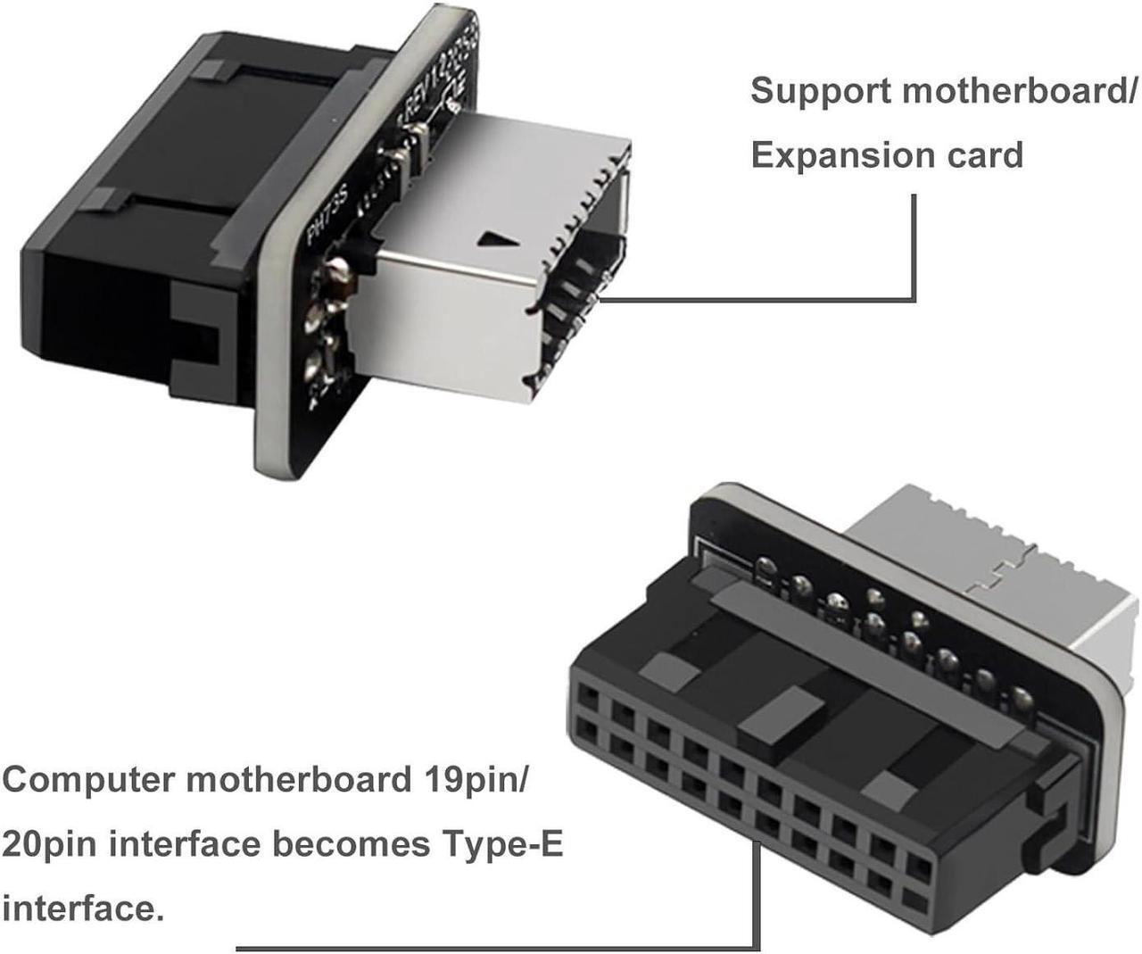 Alt view image 2 of 6 - USB 3.2 Gen 1 to USB 3.2 Gen 2 Header Adapter USB 3.1 Type-E Key-A to USB 3.0 20 Pin Header Converter for Type C Motherboard (Vertical Type)
