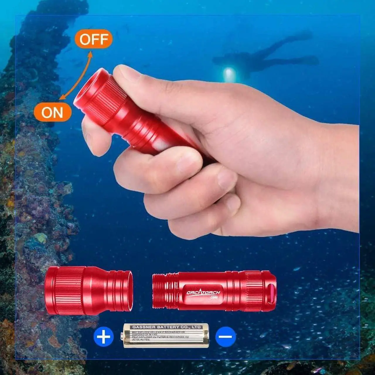 Alt view image 6 of 7 - D560 Mini Scuba Dive Light Headlamp 650 Lumen Mask Diving Flashlight with 360° Rotatable Mask Clip Underwater 150m Backup Headlight with Rotary Switch (Not Included Snorkel Mask) (Red)
