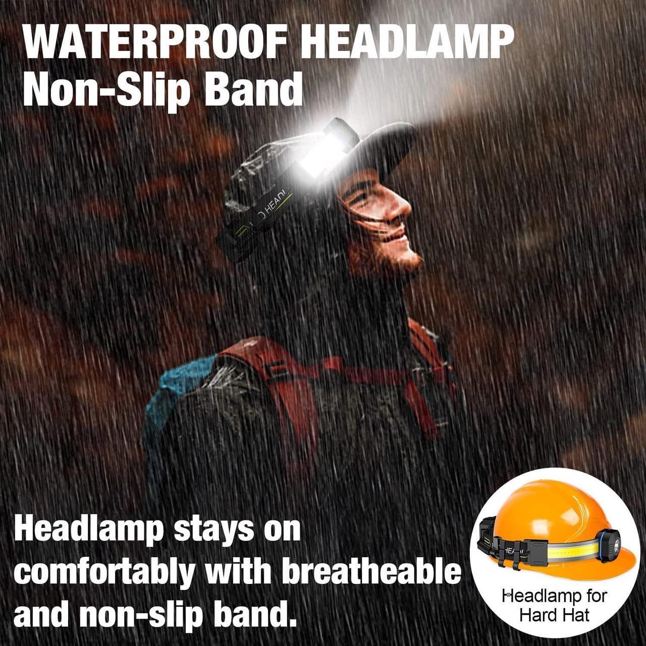 Alt view image 6 of 7 - LED Headlamp, 1000lumens 230° Widebeam Headlight 4 Packs, USB Rechargeable HeadLamp with Red Taillight, Lightweight Waterproof Headband Light for Camping Running Hiking, Hard Hat Headlamp