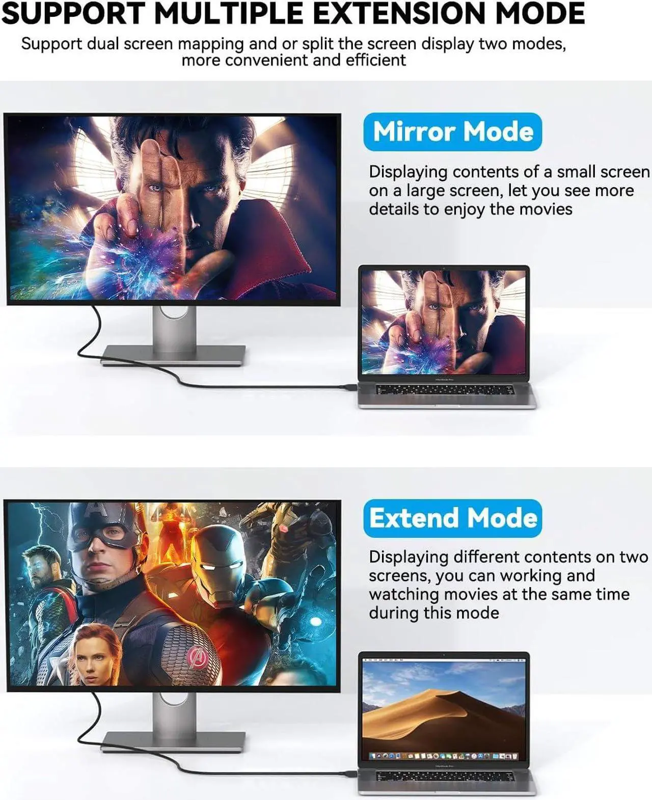 Alt view image 3 of 7 - USB to VGA Adapter Cable 1080P Full HD USB 3.0 to 15Pin D-sub SVGA Monitor Display Video Converter Cord for Computer PC Laptop Compatible with Mac OS/Windows System (6.5FT Driver Required)