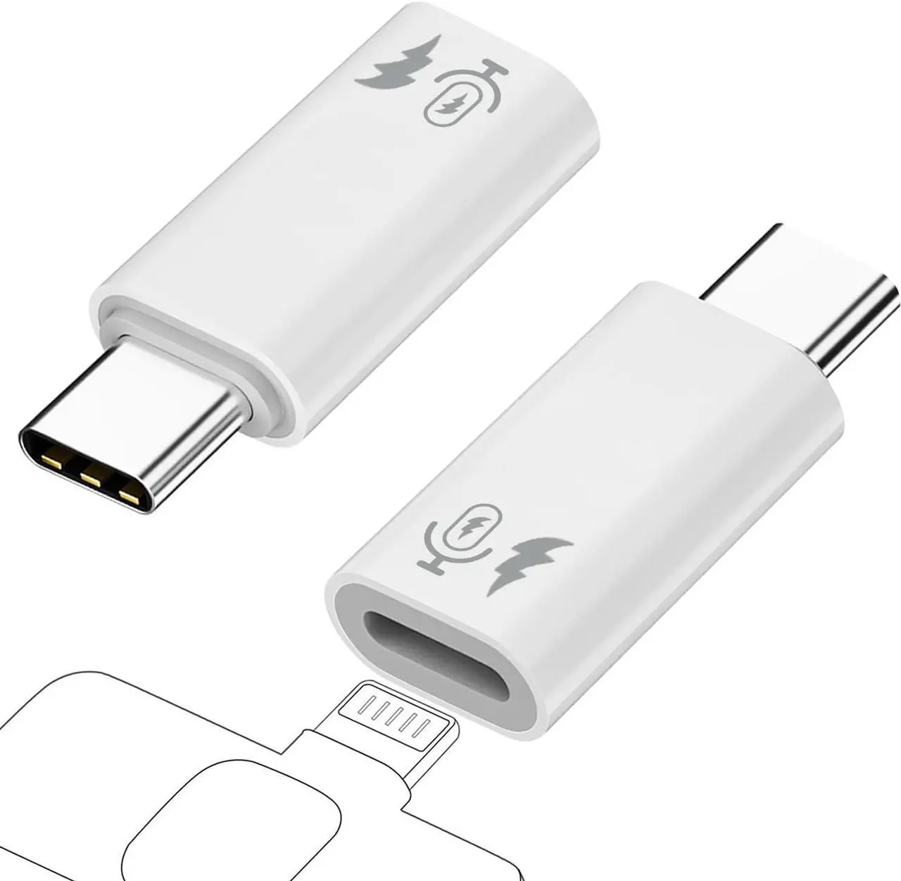 Main image of 2 Pack USB C to Lavalier Microphone Adapter Type C Male Converter for iPhone Wireless Lavalier Microphone iPhone 16/15 Series iPad Air/Pro Not for Headphone and Data