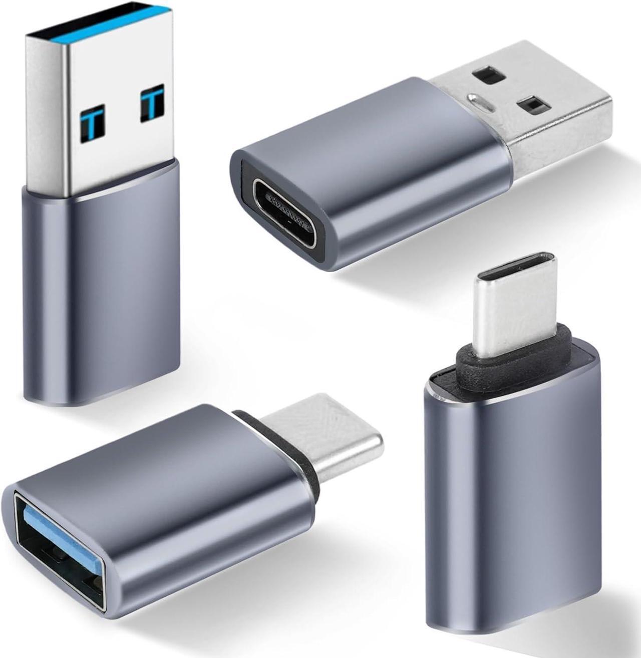 Main image of USB to USB C Adapter 4 Pack 2*Type C Female to A Male Charger Converter & 2*USB C Male to USB 3.0 Female for Apple Watch iPhone 15 Pro Max 14 13 12 AirPods Ultra 8 9 Samsung OTG Adapt USB to USB C