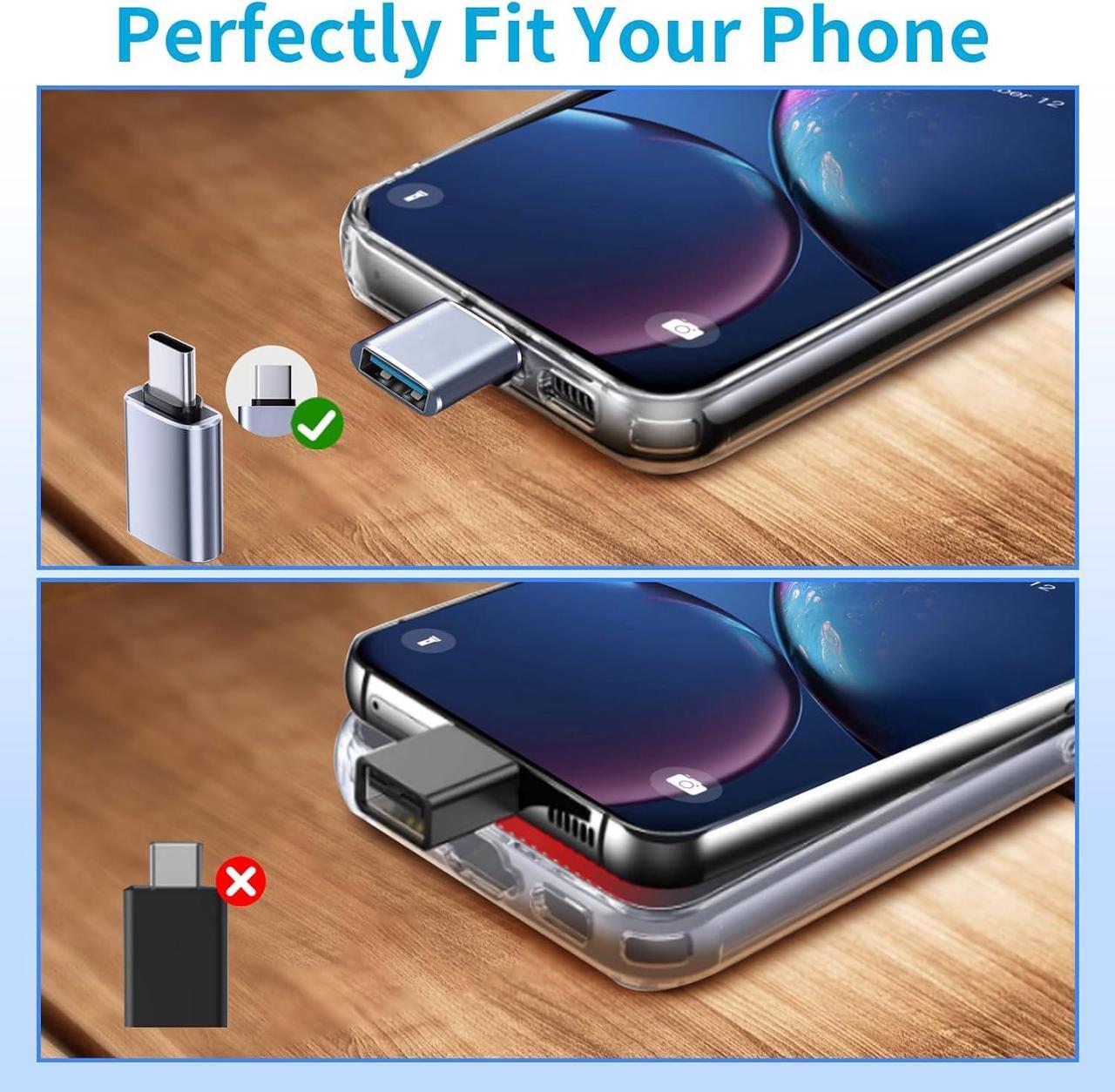 Alt view image 4 of 7 - USB to USB C Adapter 4 Pack 2*Type C Female to A Male Charger Converter & 2*USB C Male to USB 3.0 Female for Apple Watch iPhone 15 Pro Max 14 13 12 AirPods Ultra 8 9 Samsung OTG Adapt USB to USB C