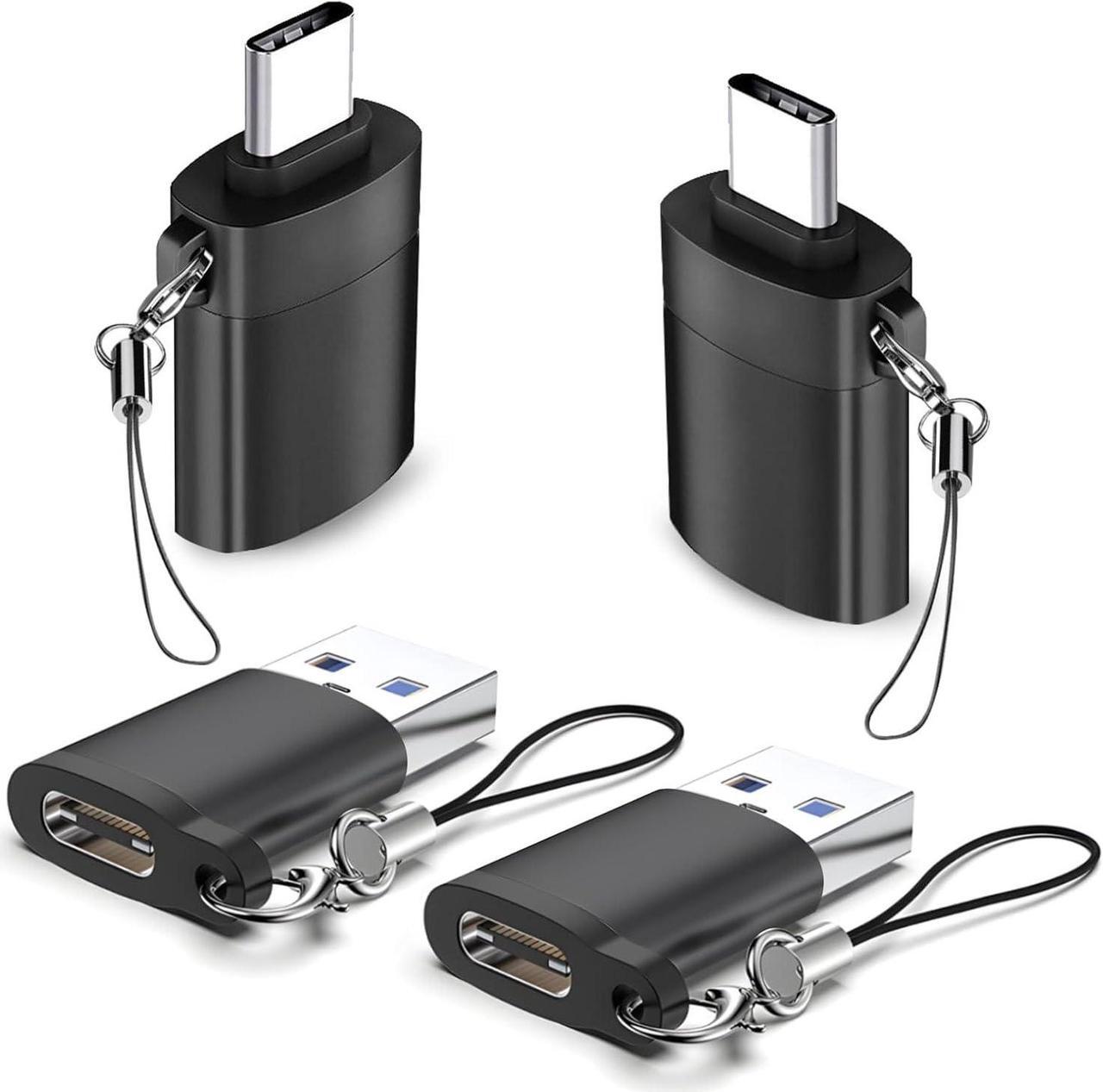 Main image of 4 Pack USB to USB C Adapter 2Pack Type C Female to A Male Converter2Pack USB C Male to USB 3.0 Female OTG Converter for Apple Watch Ultra 8 9 iPhone 16 15 Pro Max 14 13 AirPods Samsung S24S Black