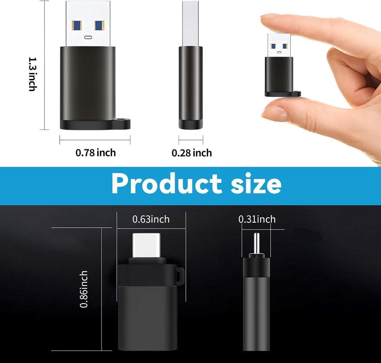 Alt view image 3 of 7 - 4 Pack USB to USB C Adapter 2Pack Type C Female to A Male Converter2Pack USB C Male to USB 3.0 Female OTG Converter for Apple Watch Ultra 8 9 iPhone 16 15 Pro Max 14 13 AirPods Samsung S24S Black