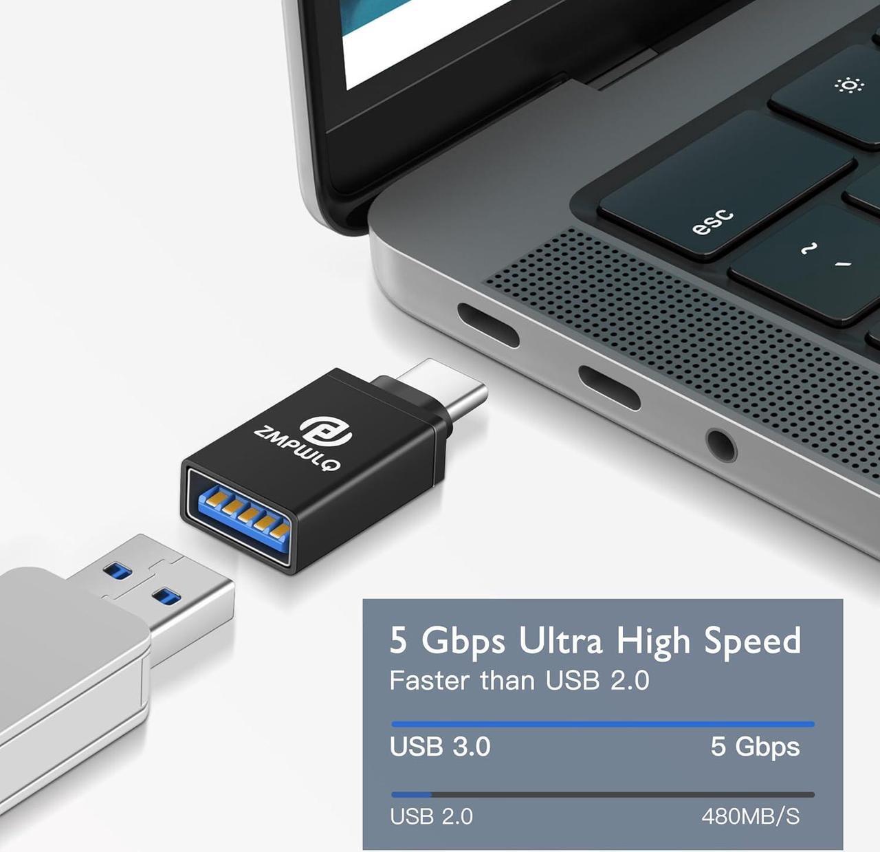 Alt view image 4 of 7 - USB to-USB-C-Adapter 2 Pack USB 3.0 to USB Type C Adapter OTG-Charger-Cable-Converter 5Gbps High-Speed USB 3.0 for iPhone 15 Series iPad Mini Pro MacBook Pro Air Android Phone