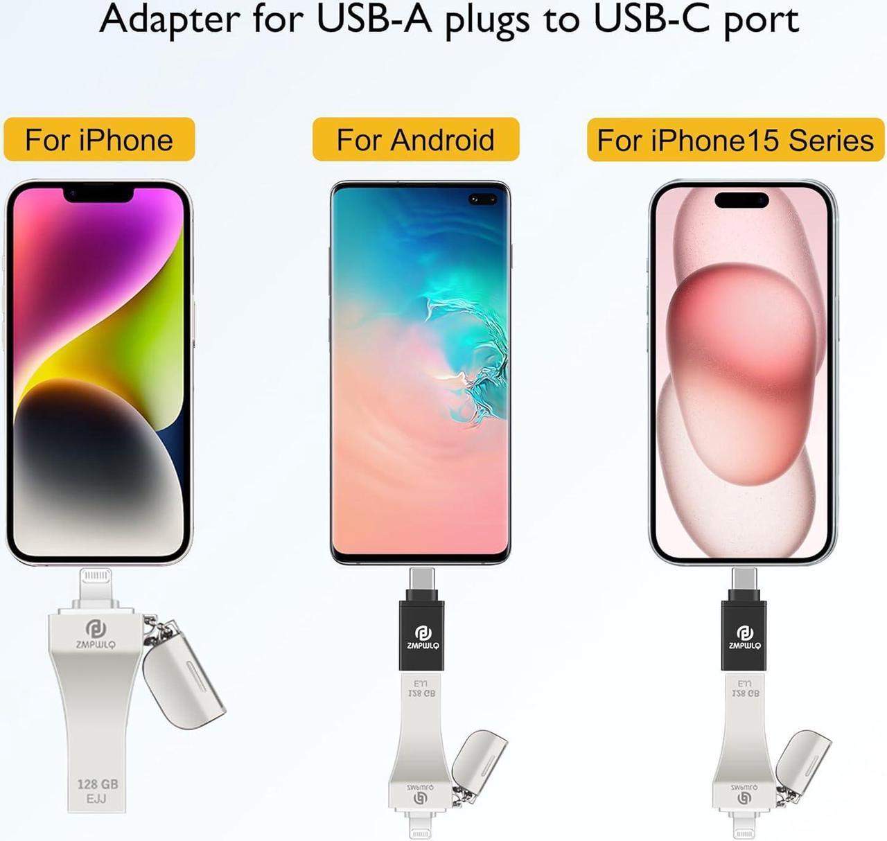 Alt view image 5 of 7 - USB to-USB-C-Adapter 2 Pack USB 3.0 to USB Type C Adapter OTG-Charger-Cable-Converter 5Gbps High-Speed USB 3.0 for iPhone 15 Series iPad Mini Pro MacBook Pro Air Android Phone
