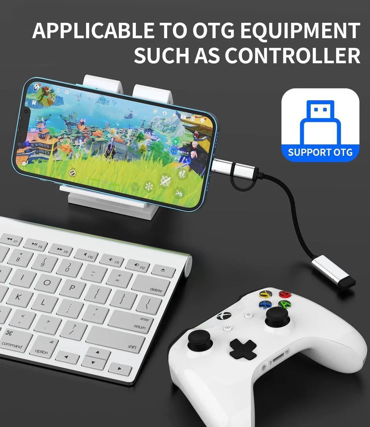 Alt view image 3 of 7 - iPhone OTG Cable Adapter USB-A Female to USB C Lightning Male Converter Type 3.0 Dongle Camera Compatible for  S22 LG MacBook iPhone15 Pro Max Plus 14 13 12 iPad 10Air4/5Mini6Pro 12.9