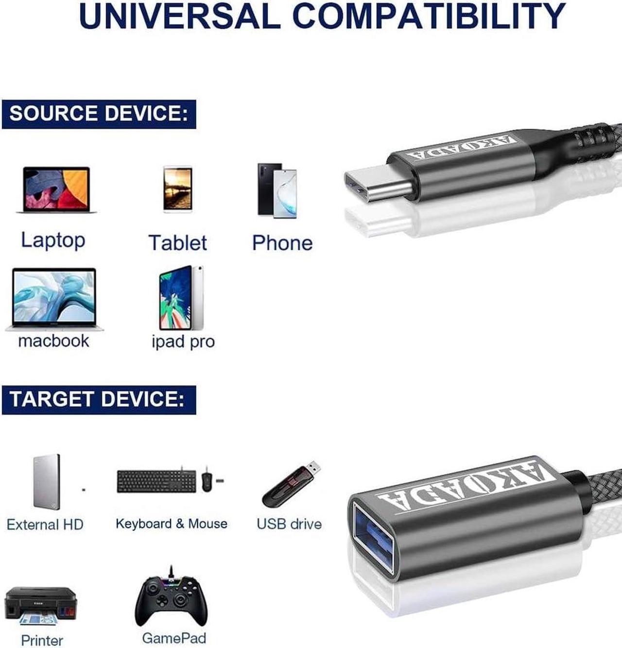 Alt view image 6 of 7 - USB C to USB 3.0 Adapter 5.9ft Type C Male to USB A Female Adapter USB-C to USB Adapter OTG Cable to USB Adapter Compatible with iPhone 16 15 14 13 Plus Pro Max iPad MacBook Pro/Air 2023 Galaxy S24