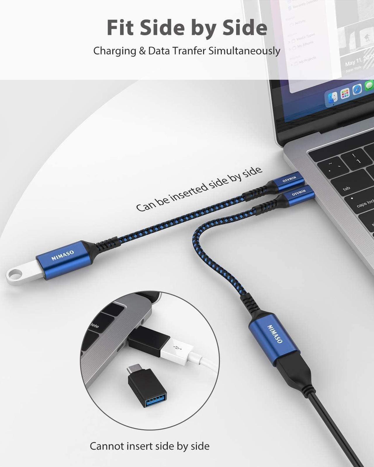 Alt view image 3 of 7 - USB C to USB 3.0 Adapter [2 pack] USB-C to USB Adapter USB Type-C to USB Thunderbolt 3 to USB Adapter OTG Cable for iPhone 15/15 Pro/15 Plus/15 Pro Max Macbook iPad Galaxy Google Pixel and More