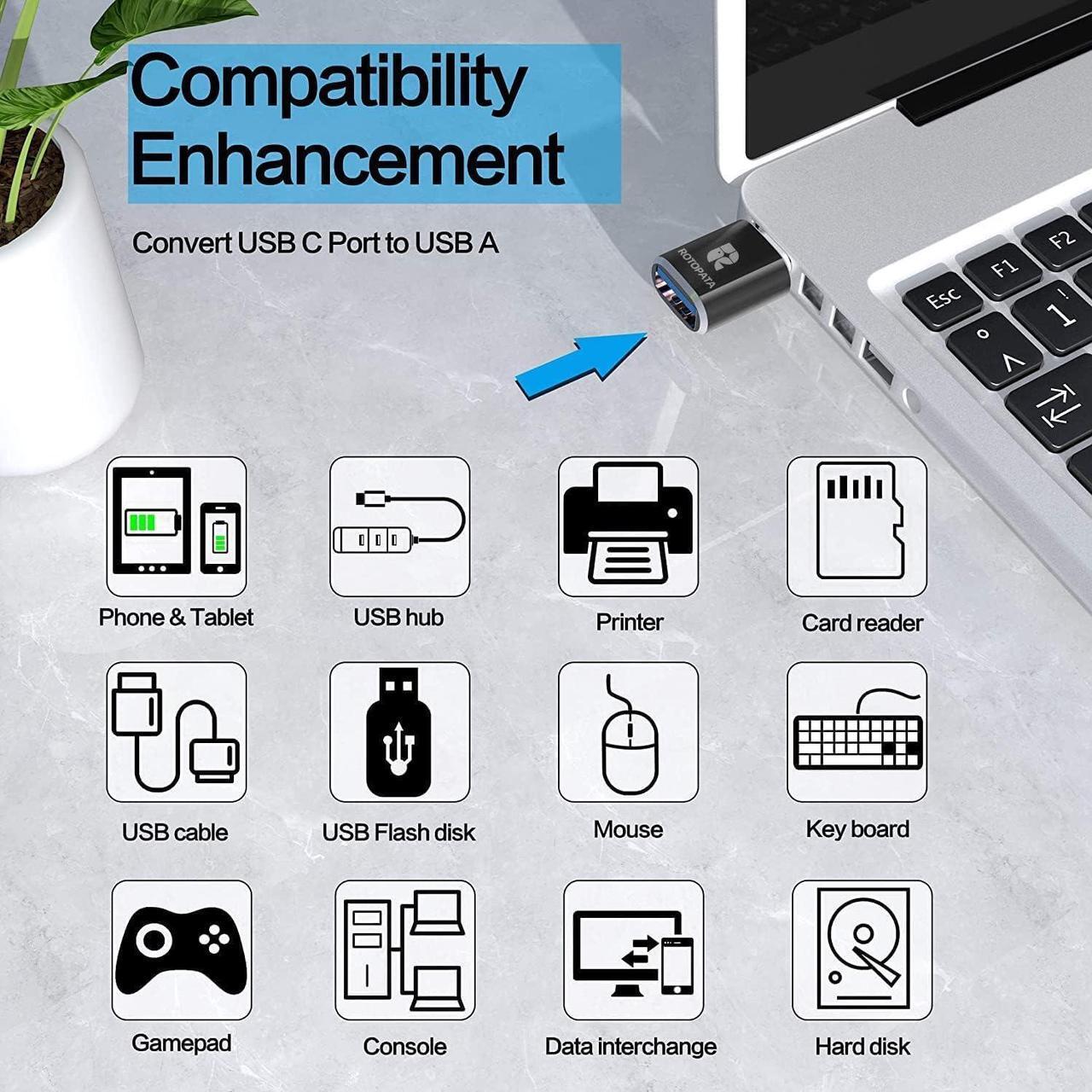 Alt view image 2 of 7 - 4 Pack USB to USB C Adapter USB C to USB 3.0 Female OTG Adapter for MacBook Pro2019 MacBook Air 2020 iPad Pro 2020 and Other Type C Devices