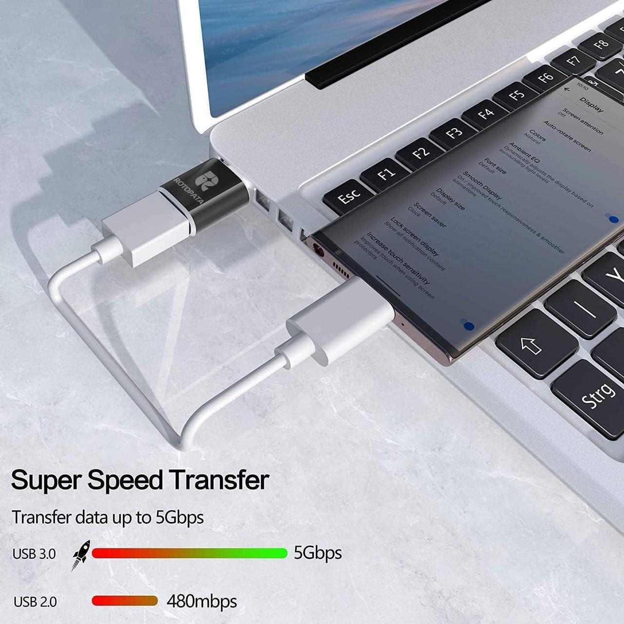 Alt view image 3 of 7 - 4 Pack USB to USB C Adapter USB C to USB 3.0 Female OTG Adapter for MacBook Pro2019 MacBook Air 2020 iPad Pro 2020 and Other Type C Devices
