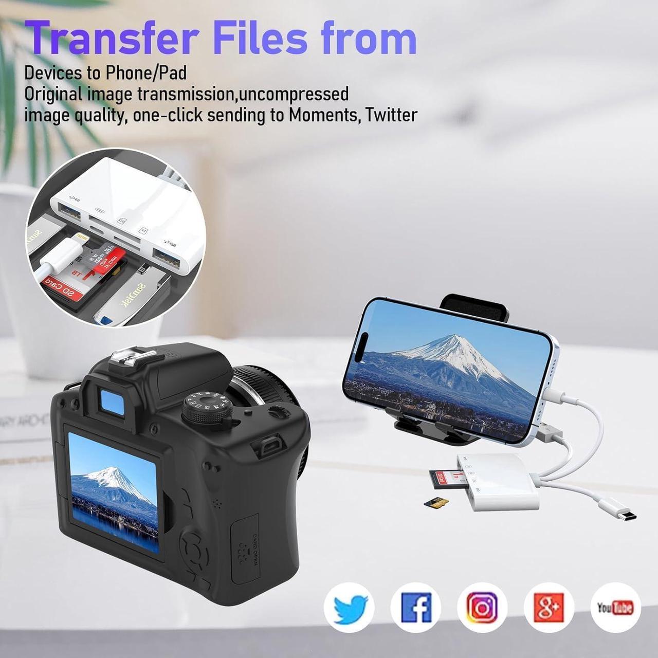 Alt view image 4 of 7 - 8-in-1 Memory Card Reader MFi Certified Lightning USB-C USB to Micro SD & SD Card Slots USB OTG Adapter Card Reader for iPhone 16/15/14/MacBook/iPad Plug and Play Supports SD/Micro SD/SDHC/SDXC/MMC