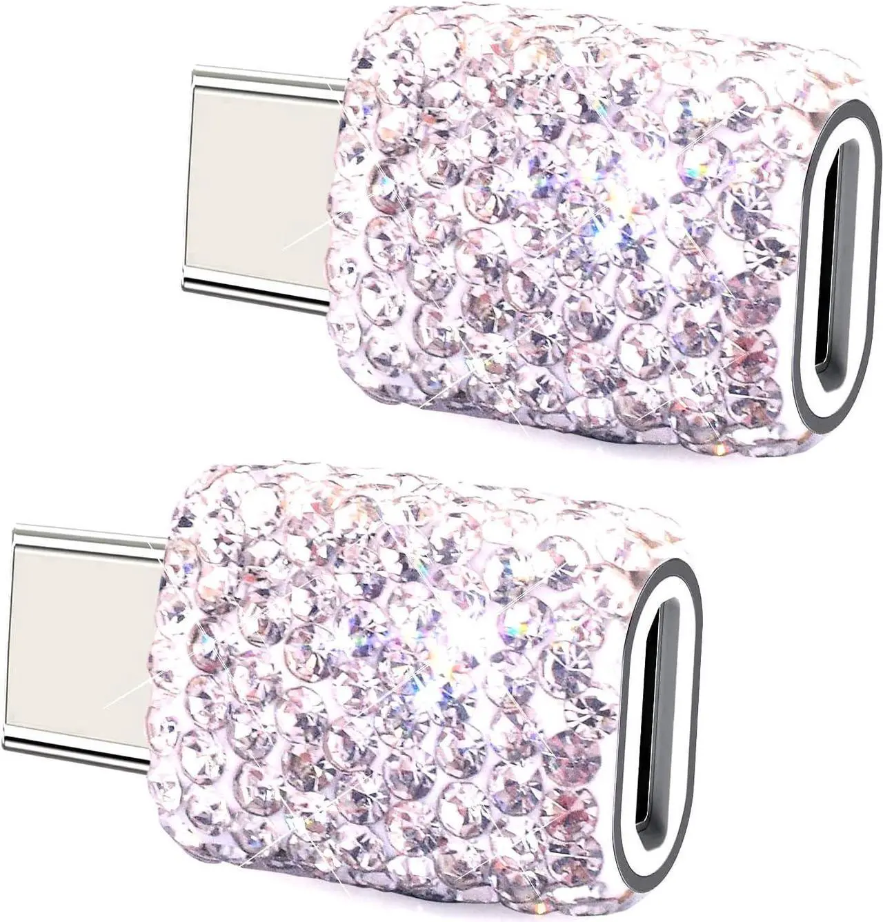 Main image of USB C to Micro USB Female Adapter (2 Pack) USB Type C Adapter Converter Android Cable Connector Bling OTG Adapter Support Charge & Sync