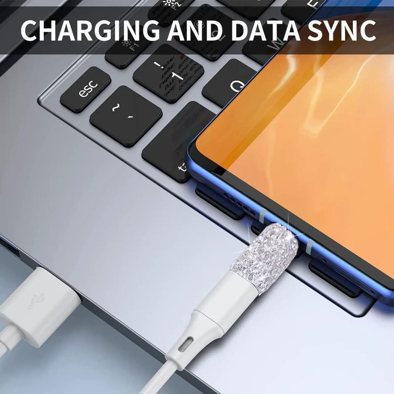 Alt view image 4 of 7 - USB C to Micro USB Female Adapter (2 Pack) USB Type C Adapter Converter Android Cable Connector Bling OTG Adapter Support Charge & Sync