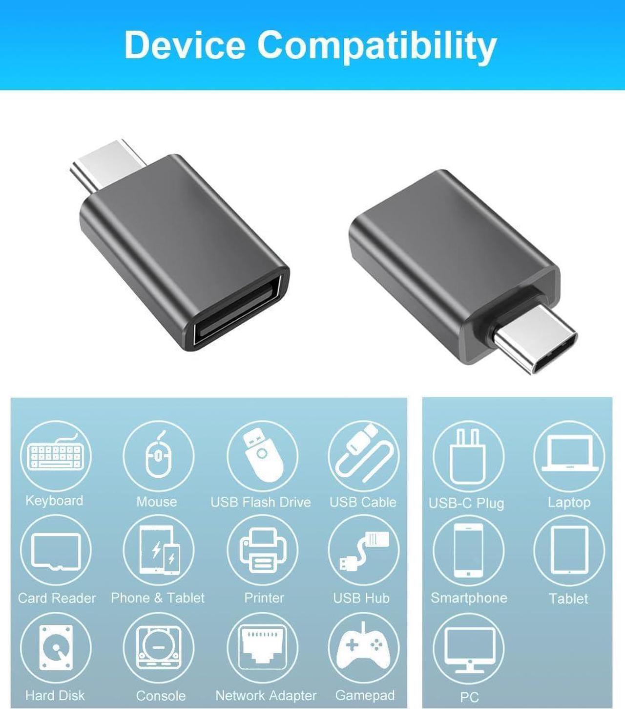 Alt view image 4 of 7 - USB C to USB Adapter 4Pack USBC Male to USB 3.0 Female MacBook Pro Air Adapter Type C Thunderbolt 3 OTG Converter for Flash Thumb Drive iPad Mac Apple iPhone 16 15 Samsung S24 Laptop Tablets