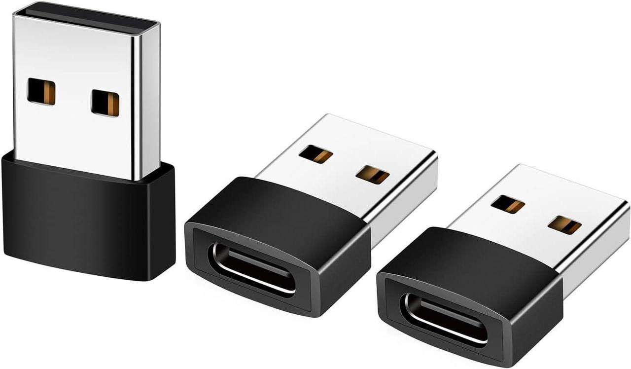 Main image of USB C to USB Adapter 3 Pack USB C Female to USB A Male Adapter USB Type C Female to USB OTG Connector Compatible with MacBook Pro iPhone Laptops Power Banks Galaxy Black