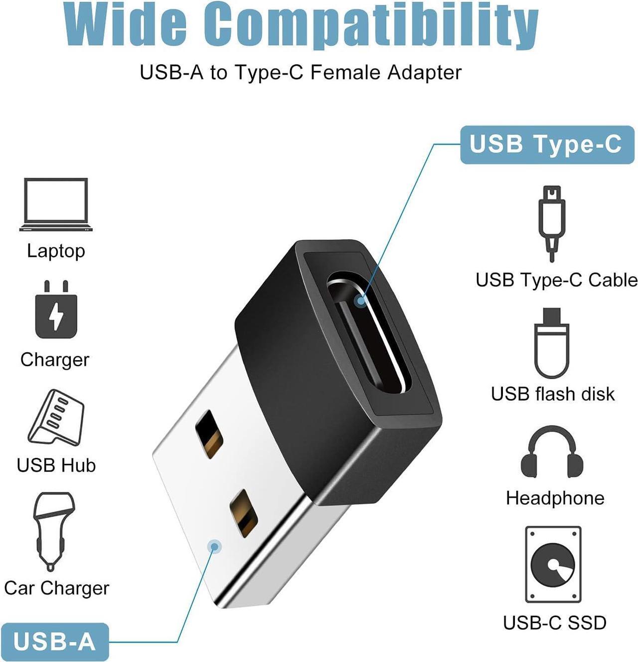 Alt view image 6 of 7 - USB C to USB Adapter 3 Pack USB C Female to USB A Male Adapter USB Type C Female to USB OTG Connector Compatible with MacBook Pro iPhone Laptops Power Banks Galaxy Black