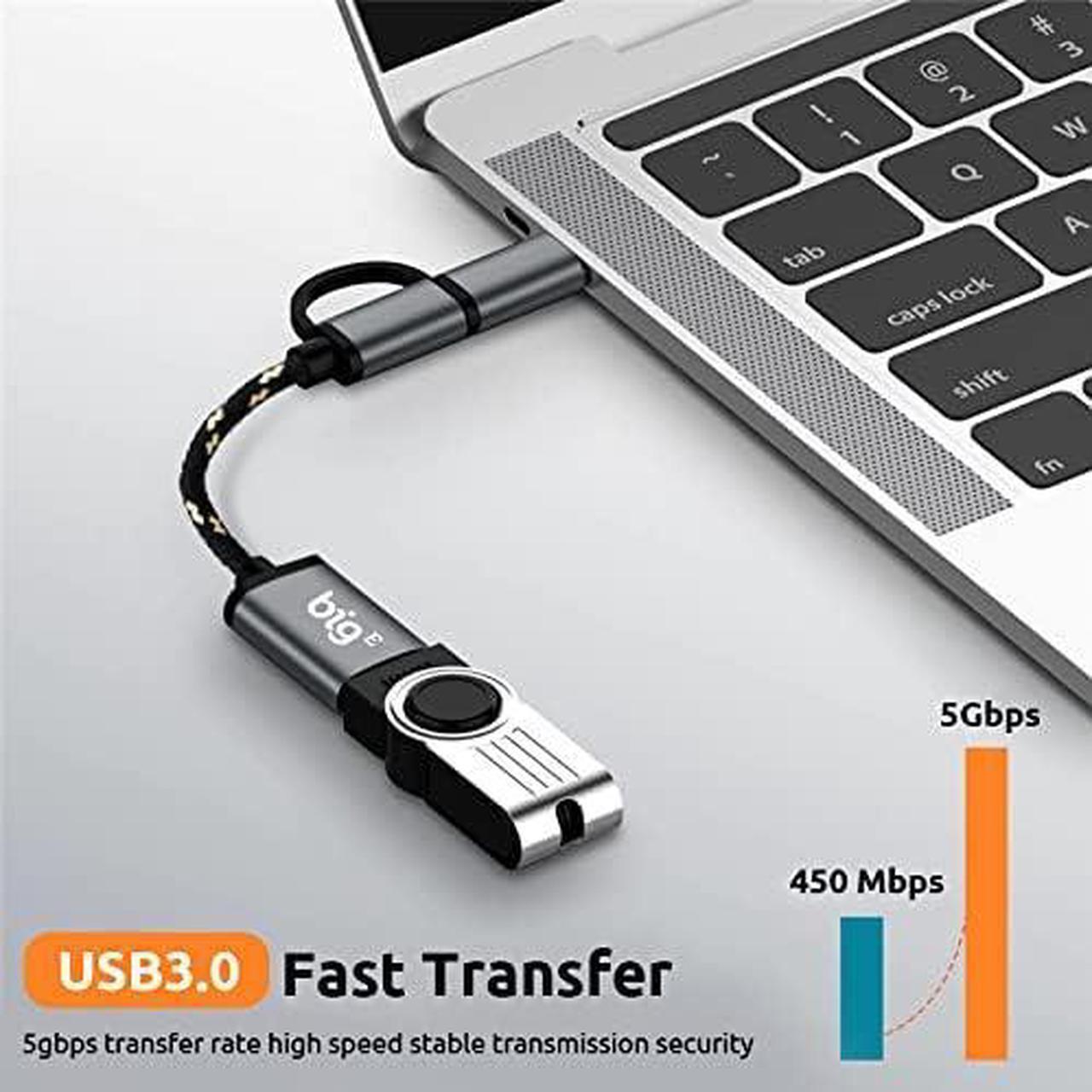 Alt view image 3 of 7 - USB C to USB 3.0 A Female (2 Pack) OTG Adapter Compatible with Your Samsung Galaxy Tab S7 S7+ S6 Lite S5e Plus for Full USB Braided Thunderbolt 3 On The Go Cable Connector(Gray)
