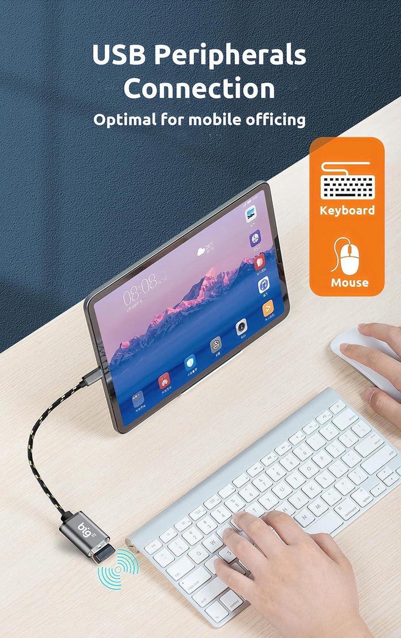 Alt view image 5 of 7 - USB C to USB 3.0 A Female (2 Pack) OTG Adapter Compatible with Your Samsung Galaxy Tab S7 S7+ S6 Lite S5e Plus for Full USB Braided Thunderbolt 3 On The Go Cable Connector(Gray)