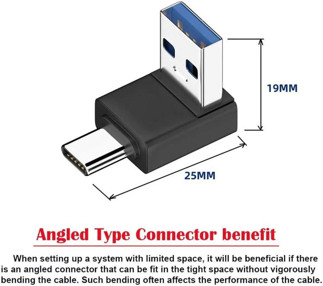 Alt view image 6 of 7 - USB3.0 Type A Male to USB 3.1 Type C Male Data 10Gbps Charge Adapter Up Angled 90 Degree for Phone Laptop