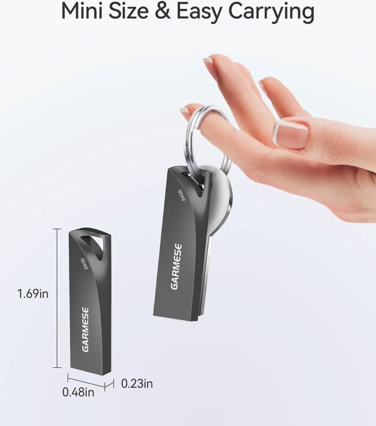 Alt view image 5 of 7 - 64GB USB 3.0 Flash Drive Waterproof Metal USB Memory Stick Slim Thumb Drive Portable Pen Drive with Keychain Hole Stylish Jump Drive for PC Computer Car - Gray