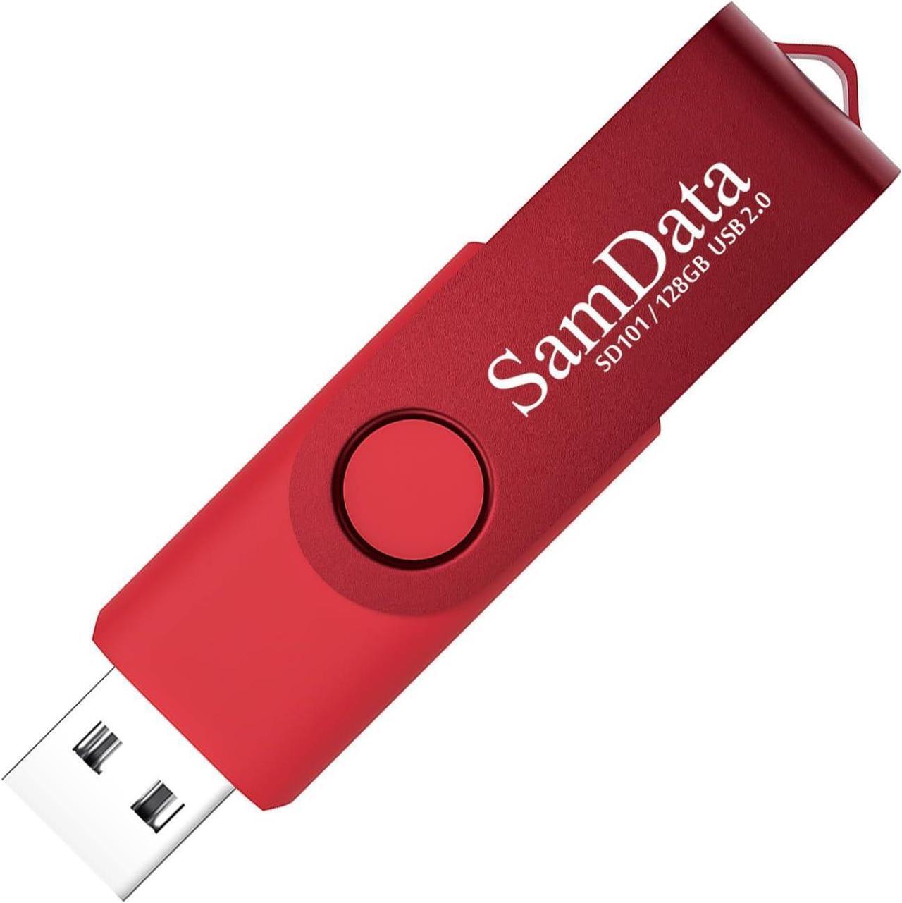Main image of 128GB USB Flash Drives 1 Pack 128GB Thumb Drives Memory Stick Jump Drive with LED Light for Storage and Backup (1 Pack Red)