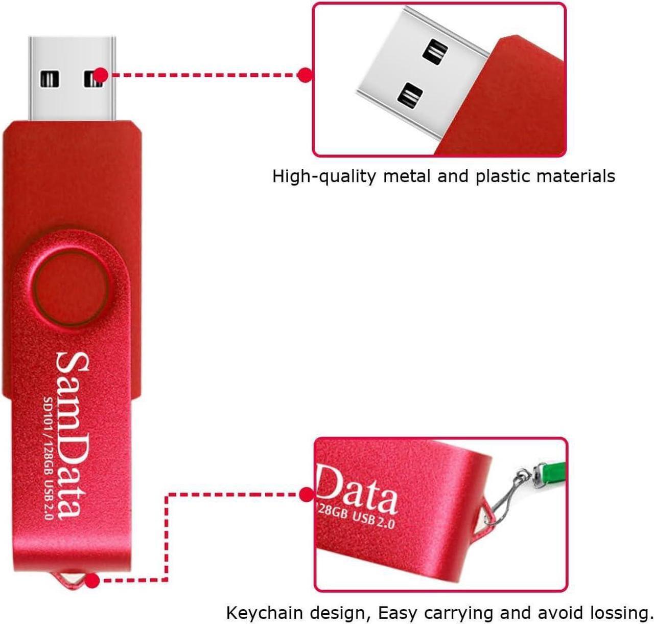 Alt view image 3 of 5 - 128GB USB Flash Drives 1 Pack 128GB Thumb Drives Memory Stick Jump Drive with LED Light for Storage and Backup (1 Pack Red)