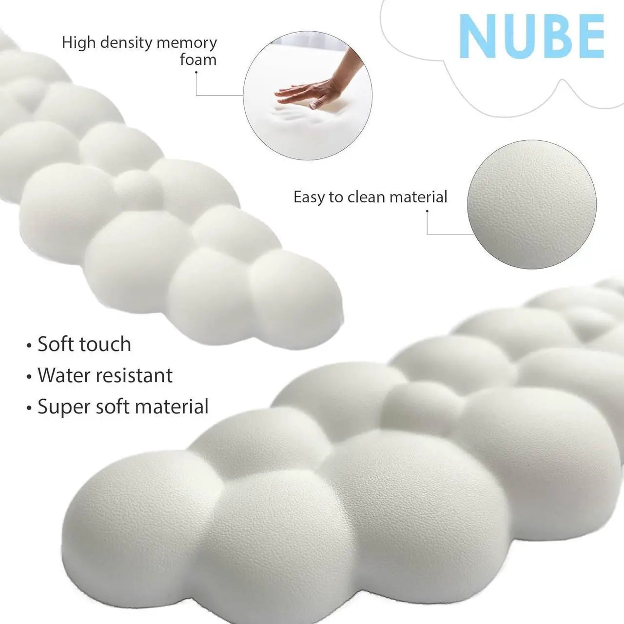 Alt view image 4 of 7 - NomadTrends Cloud Keyboard Wrist Rest - Wrist Support for Keyboard - Cloud Wrist Rest Keyboard - Keyboard Rest - Cute Keyboard Wrist Rest - Arm Support - Leather Memory Foam - White