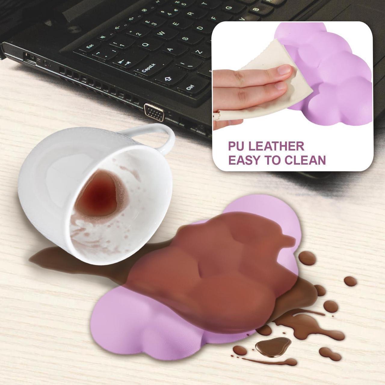 Alt view image 7 of 7 - Keyboard Cloud Wrist Rest 2PCS High Density Memory Foam Keyboard Palm Rest Ergonomic Keyboard Pad Wrist Support for Pain Relief Mouse Pad Rest Support for Office/Computer/Laptop/Gaming/Mac Pink