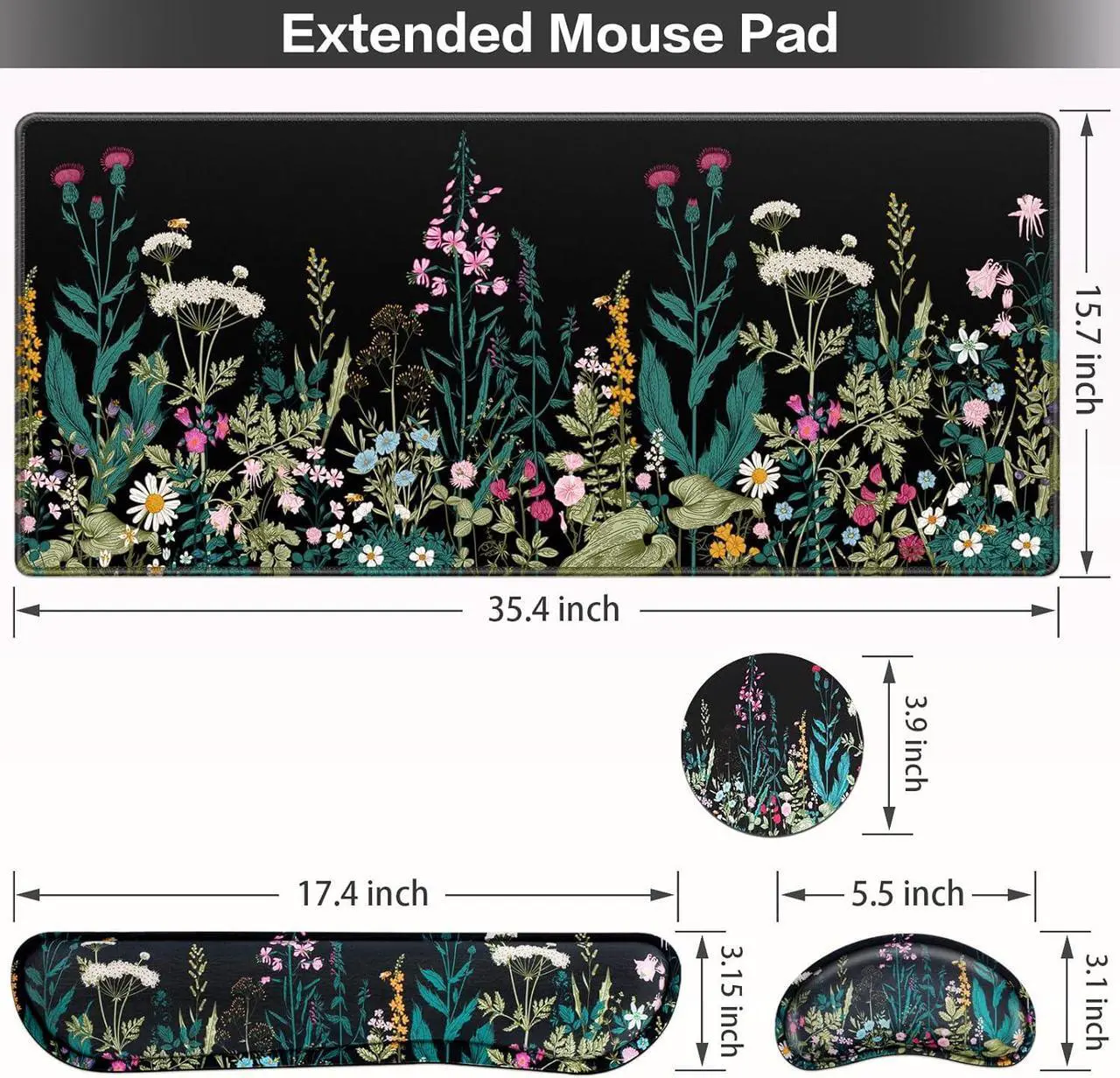 Alt view image 6 of 7 - Mouse Pad with Wrist Rest 4-in-1 Large Mousepad+Keyboard Wrist Rest+Mouse Pad Wrist Support+Cup Pad Set Ergonomic Mouse Pad Anti-Slip Memory Foam Desk Mat for Home Office Gaming(35.4×15.7in)