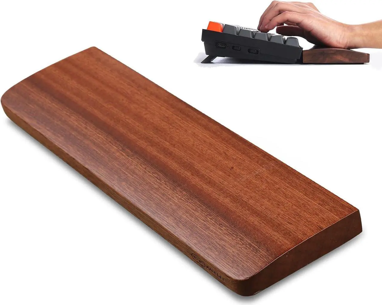 Main image of Keyboard Wooden Wrist Rest Black Walnut Solid Wood Non-Slip Ergonomic Palm Rest for Compact 60% Keyboard Durable and Easy to Clean