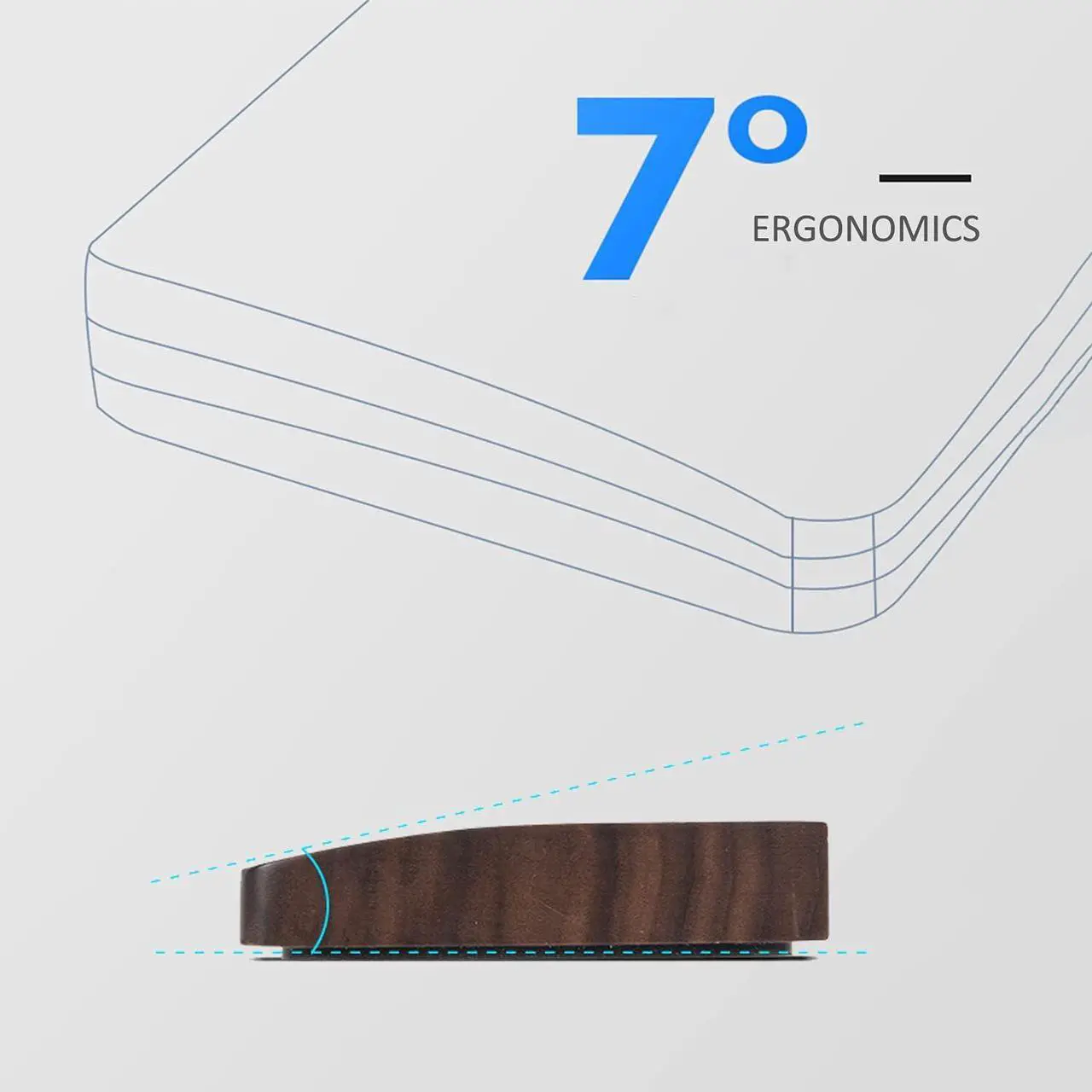 Alt view image 3 of 6 - Keyboard Wooden Wrist Rest Black Walnut Solid Wood Non-Slip Ergonomic Palm Rest for Compact 60% Keyboard Durable and Easy to Clean