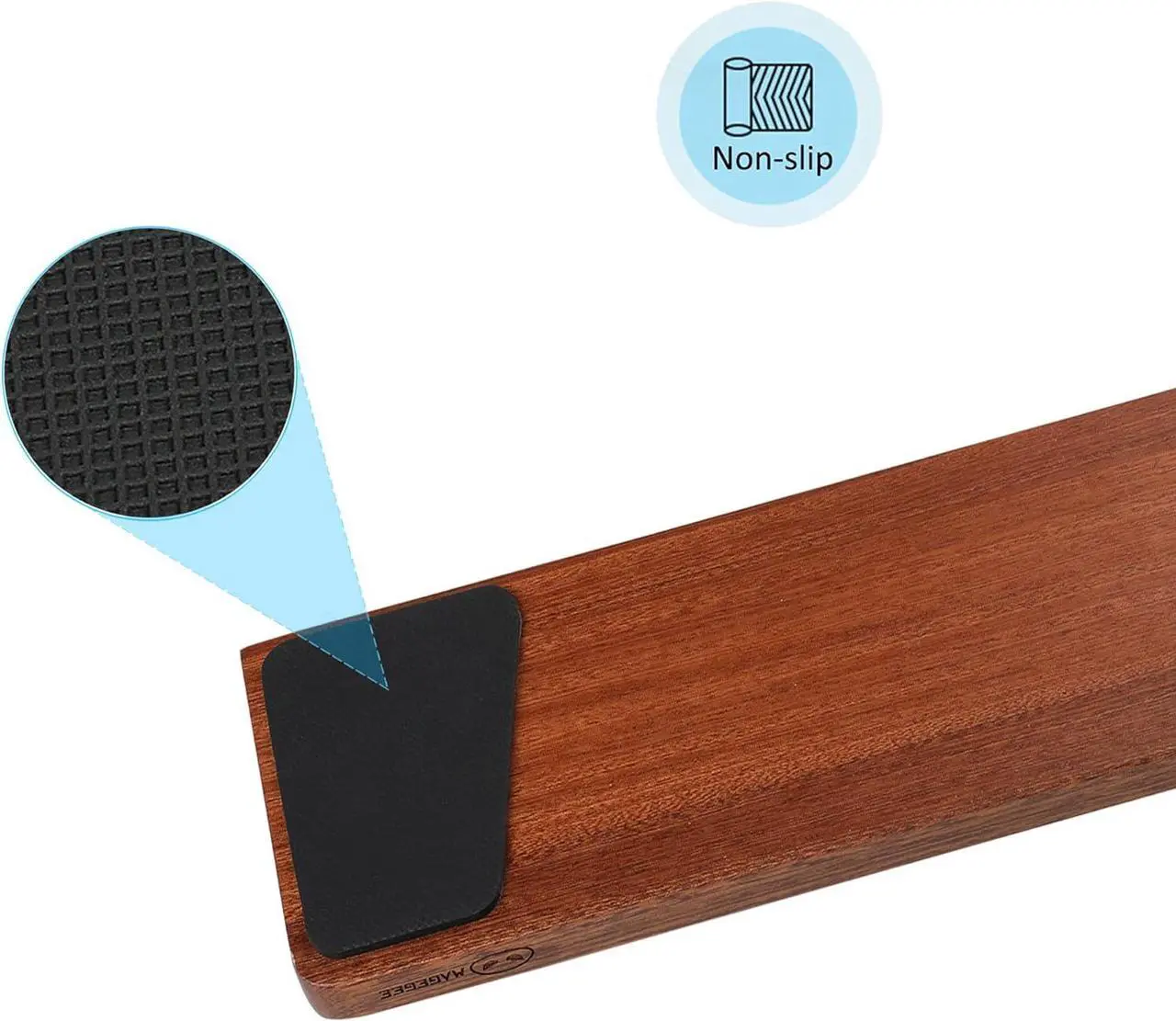 Alt view image 4 of 6 - Keyboard Wooden Wrist Rest Black Walnut Solid Wood Non-Slip Ergonomic Palm Rest for Compact 60% Keyboard Durable and Easy to Clean