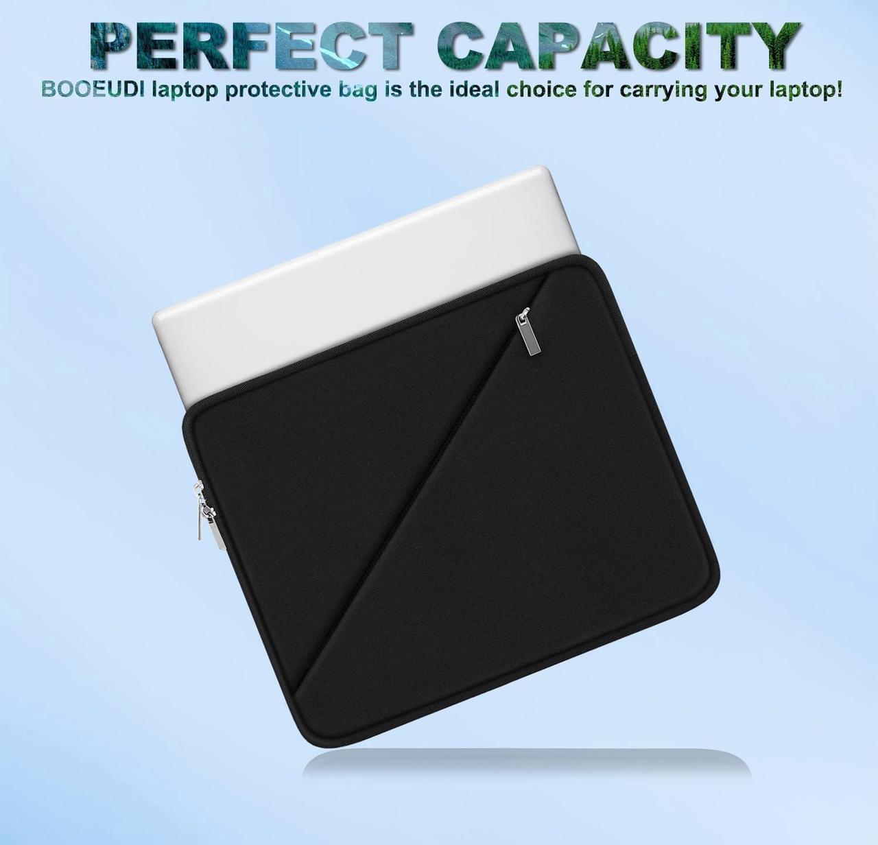 Alt view image 2 of 7 - Laptop Sleeve Case 15.6 inch Traveling Carrying Computer Sleeve Bag with Zippered Pocket Shockproof Protective Laptop Cover Compatible for  Notebook HP     Black
