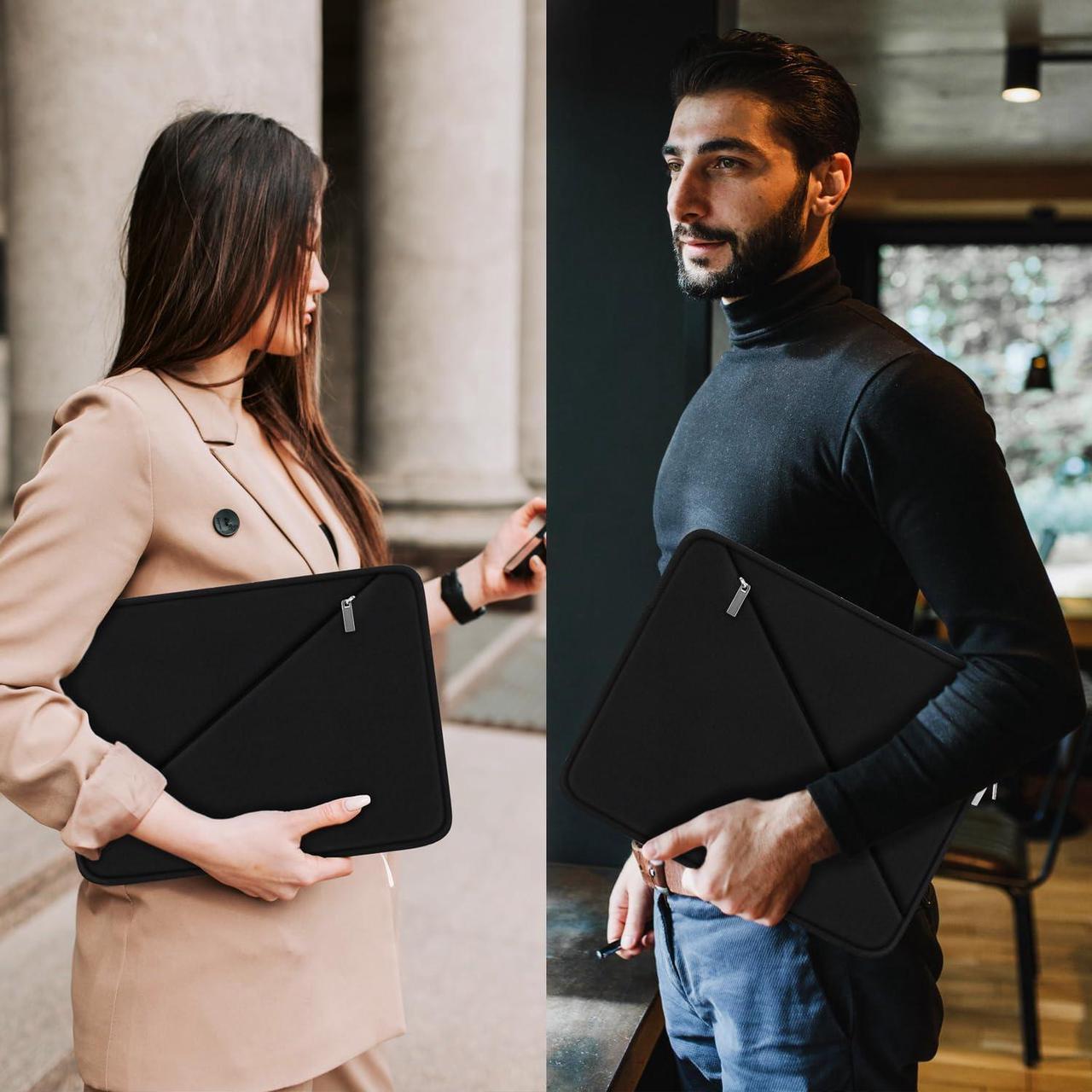 Alt view image 7 of 7 - Laptop Sleeve Case 15.6 inch Traveling Carrying Computer Sleeve Bag with Zippered Pocket Shockproof Protective Laptop Cover Compatible for  Notebook HP     Black