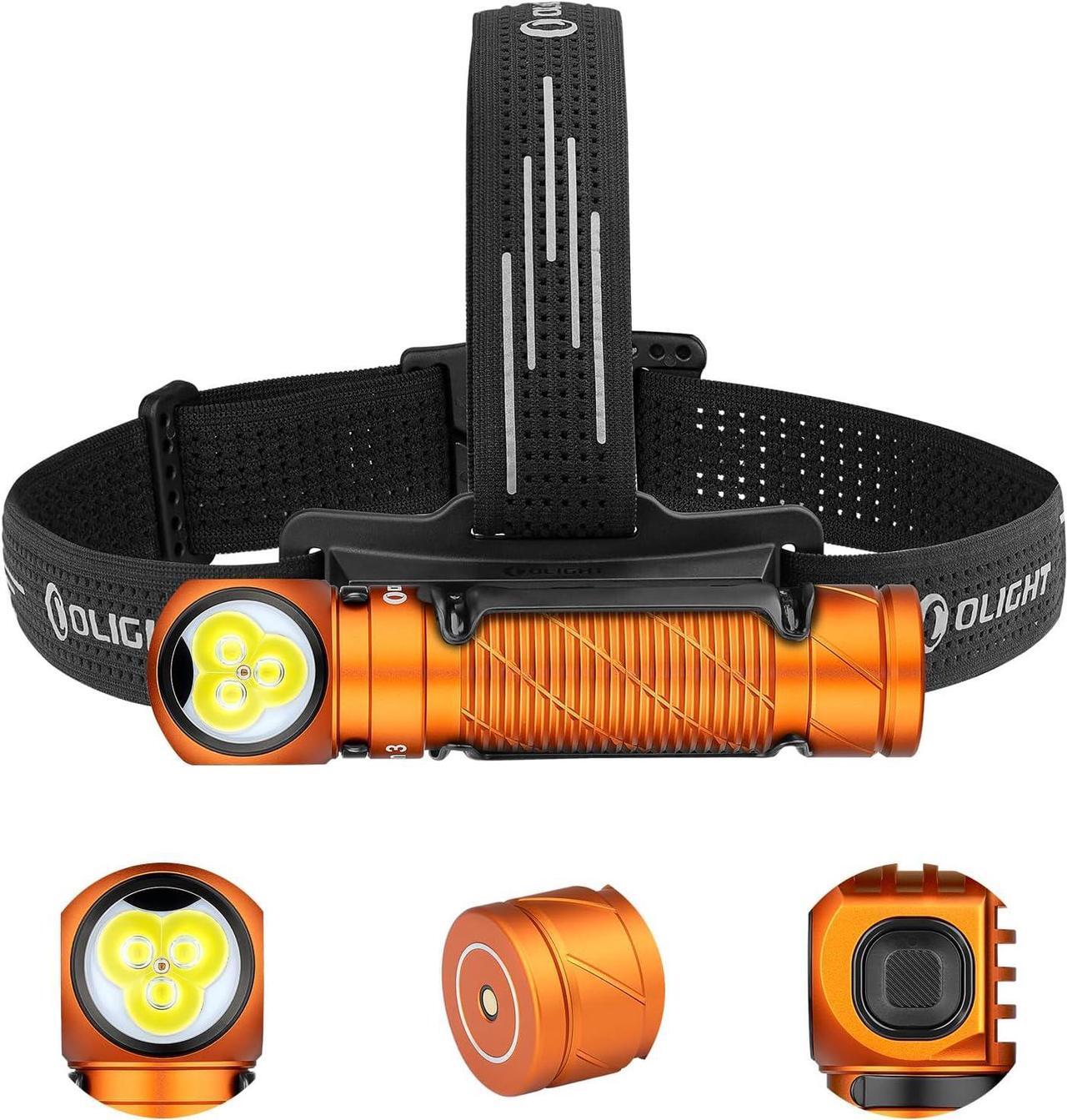 Main image of Perun 3 Rechargeable Headlamp Flashlight, 3000 Lumens LED Headlight with Red Light, Waterproof Head Lamp with Headband for Outdoor Camping, Hiking, Working(Orange)
