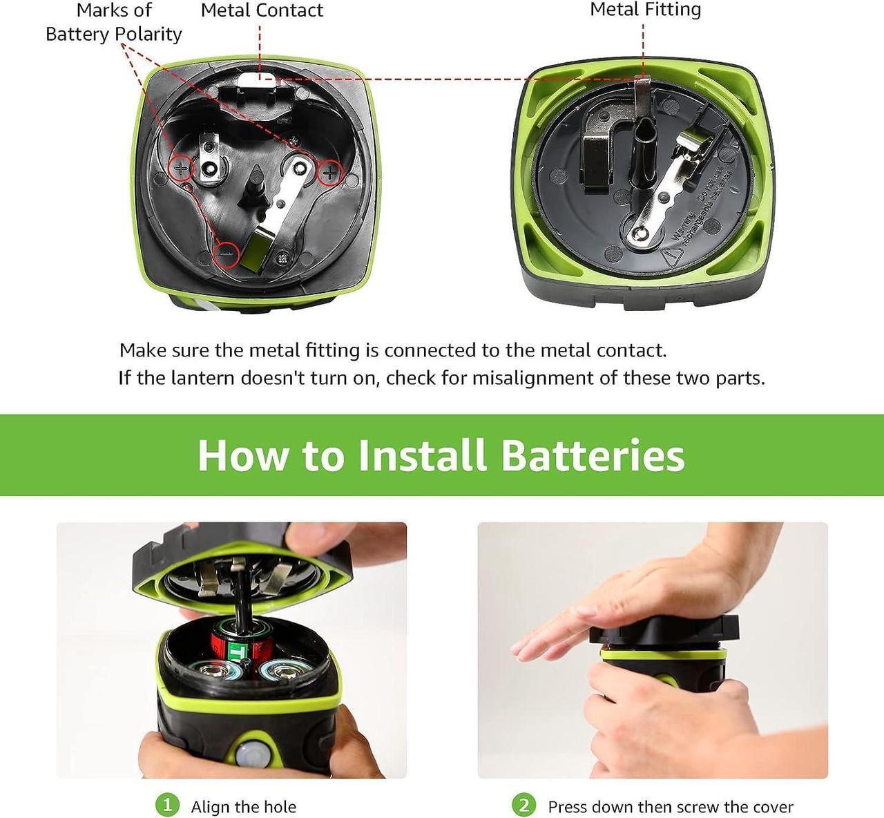 Alt view image 5 of 7 - LE 1000LM Battery Powered LED Camping Lantern Waterproof Tent Light with 4 Light Modes Camping Essentials Portable Lantern Flashlight for Camping Emergency Light Power Outages Not Rechargeable