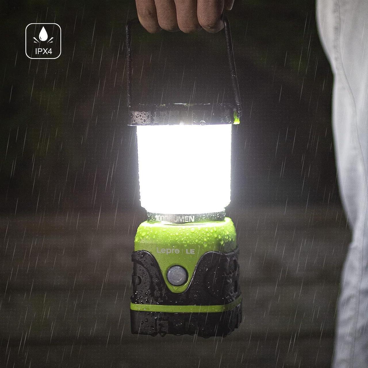 Alt view image 7 of 7 - LE 1000LM Battery Powered LED Camping Lantern Waterproof Tent Light with 4 Light Modes Camping Essentials Portable Lantern Flashlight for Camping Emergency Light Power Outages Not Rechargeable