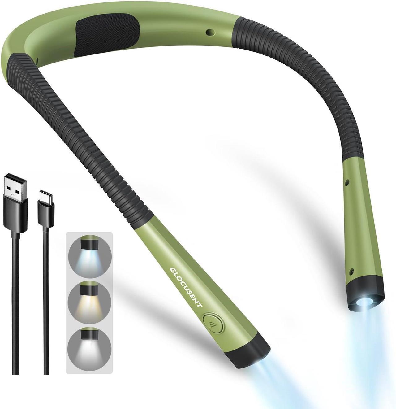 Main image of Book Light 3-Color & 6-Brightness Reading Light Bendable Neck Light 80-hr Lasting Rechargeable Lamp Perfect Book Light for Reading in Bed Knitting Camping Repairs(Green)