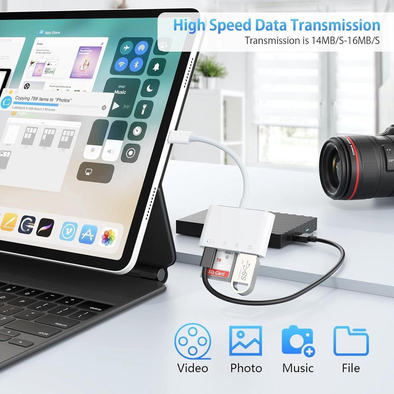 Alt view image 5 of 7 - 4-in-1 USB C SD Card Reader Micro SD to Type C OTG Adapter with SD MicroSD Type-C USB 4 Slots Memory Card Reader Compatible with iPhone 15/Pro Max/Pro/Plus iPad Pro MacBook Pro/Air Galaxy S8 to S24