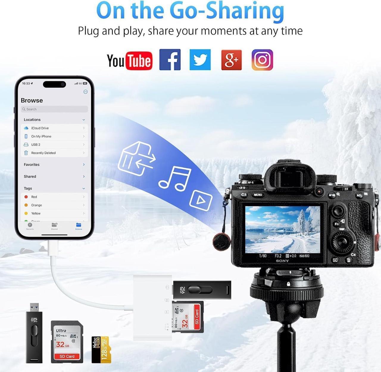 Alt view image 6 of 7 - 4-in-1 USB C SD Card Reader Micro SD to Type C OTG Adapter with SD MicroSD Type-C USB 4 Slots Memory Card Reader Compatible with iPhone 15/Pro Max/Pro/Plus iPad Pro MacBook Pro/Air Galaxy S8 to S24