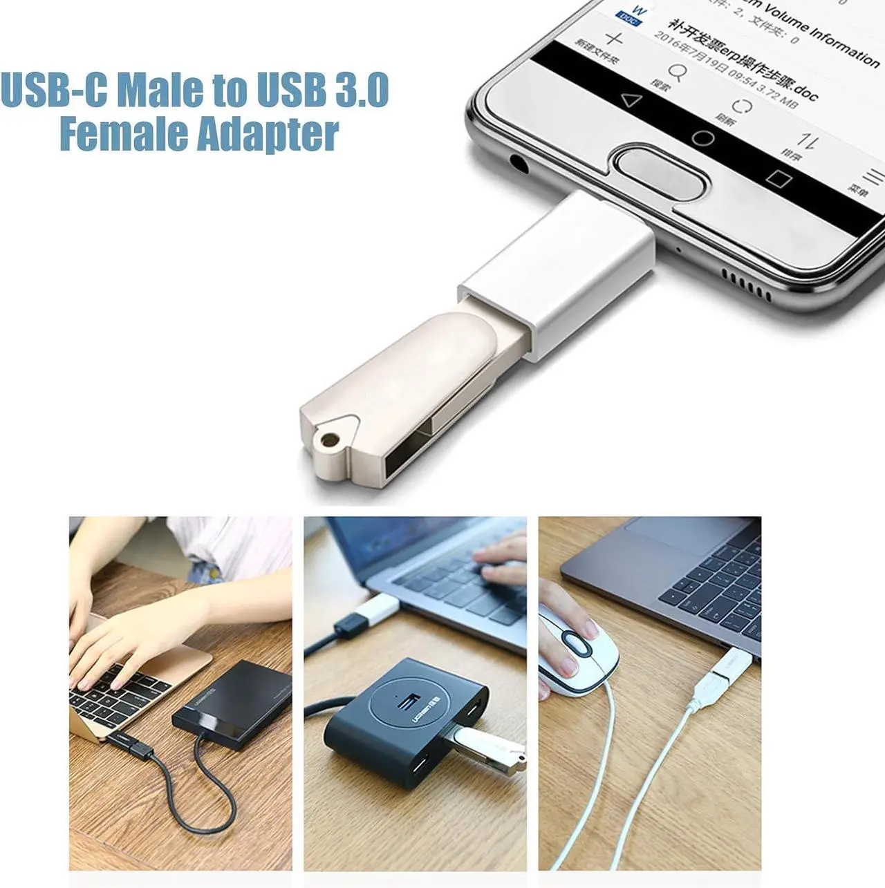 Alt view image 4 of 4 - 4 Pack USBc Male to USBa Female Adapter OTG Converter with 5/10 Gbps High Speed Data Transfer USB to USBC Adapter Compatible with  iWatch iPhone 16/15 MacBook  etc.