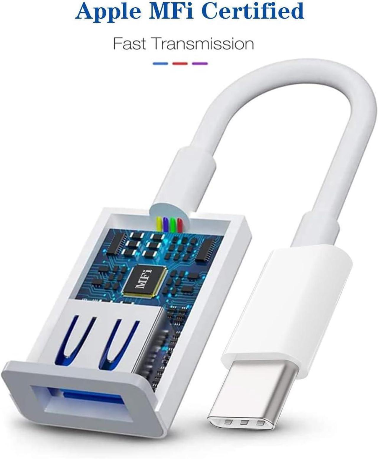 Alt view image 2 of 7 - USB-C to USB Adapter for iPhone 15 Pro Max MacBook Pro Air 2023 iMac iPad Mini Pro  MFi Certified USB OTG Cable Converter Support Camera Card Reader USB Flash Drive MIDI Keyboard (White)